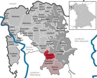 Läget för Mespelbrunn i Landkreis Aschaffenburg