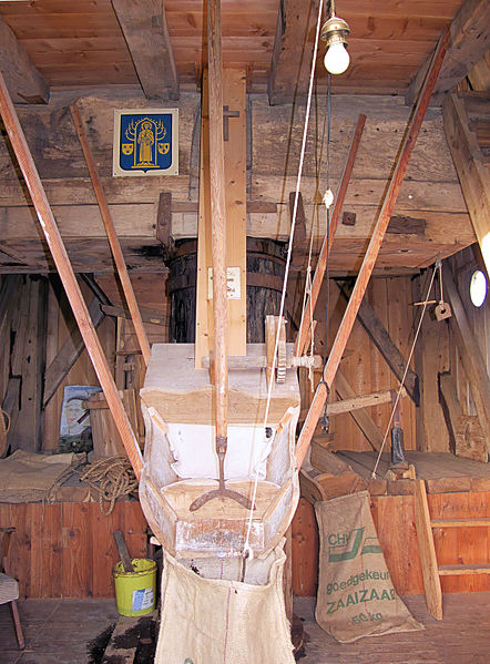 File:Molen De Vlijt, Geffen, maalkoppel voormolen maalbak.jpg