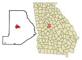 Monroe County Georgia Incorporated and Unincorporated areas Forsyth Highlighted.svg