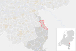 Locatie van de gemeente Bergen (Limburg) (gemeentegrenzen CBS 2016)