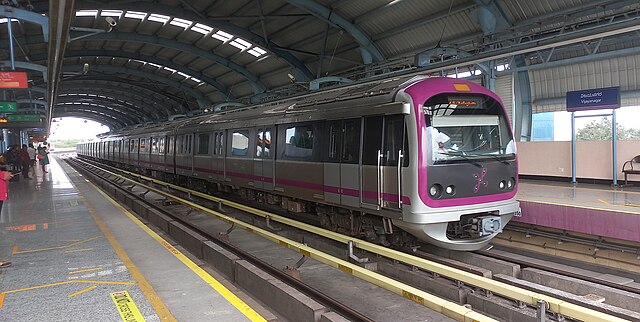 This trainset on standby at Vijayanagar metro station and heading towards Challaghatta metro station