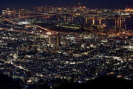 Centro de la ciudad de Kobe de noche