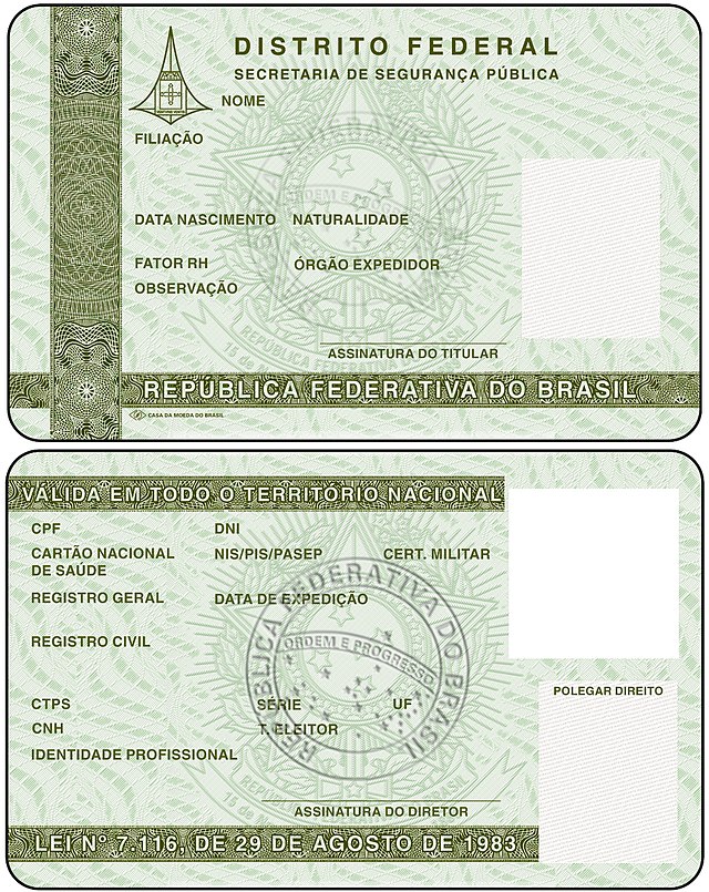 File:Novo modelo da carteira de identidade brasileira - 2019 - Versão em  cartão de plá - Wikipedia