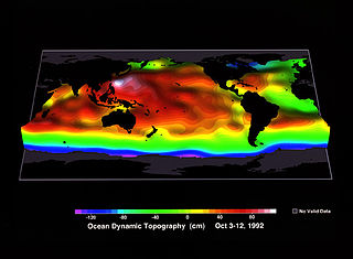 Ocean surface topography The shape of the ocean surface relative to the geoid