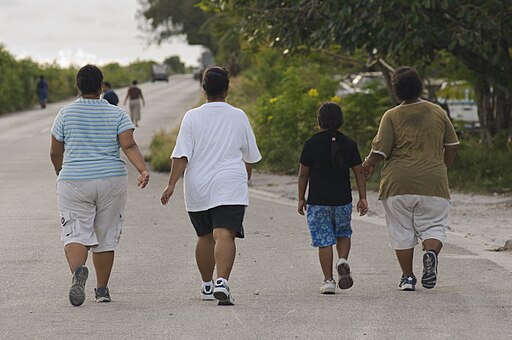 Participants of a walk against Diabetes and for general fitness around Nauru airport