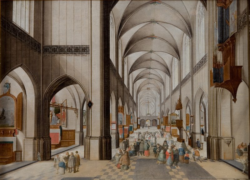 File:Peeter Neeffs d.Æ. - Interior of a Three-Aisled Gothic Church during a Sermon - KMSst6 - Statens Museum for Kunst.jpg