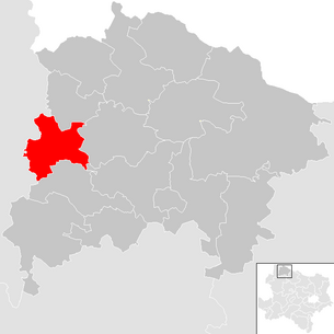 Localisation de la commune de Pfaffenschlag près de Waidhofen an der Thaya dans le district de Waidhofen an der Thaya (carte cliquable)