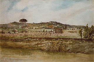 Prati di Castello and Monte Mario in a watercolor by Ettore Roesler Franz