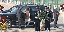 Prime Minister Narendra Modi steps out of a Range Rover used as an official state vehicle in 2019. Prime Minister Narendra Modi Steps out of his Range Rover .jpg