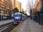 A train arriving at Olivos station