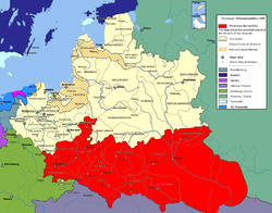 Провинцията (в червено) на картата на Жечпосполита (1635)