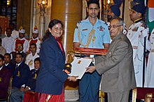 Purnima Mahato is receiving Donacharya Award from President Purnima Mahato is receiving Donacharya Award from President.jpg