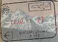 Exit stamp for air travel, issued at Henri Coandă International Airport.