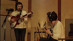 Logan (left) and Justin Baren recording The Redwalls' fourth album at Boulevard Recording.