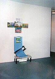 Tempus fugit, part of the installation Simplegades with paintings and other objects by Ricardo Frantz, in the group show Remetente, Espaco Cultural ULBRA, 1998, Porto Alegre. Ricardo Frantz - Tempus fugit, 1998.jpg