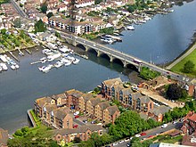 Aerial view of the bridge in 2016 River Itchen, Cobden Bridge (geograph 5049906).jpg