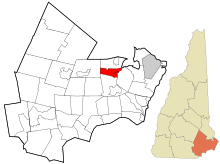 Rockingham County New Hampshire aree incorporate e non costituite in società Newfields evidenziato.svg