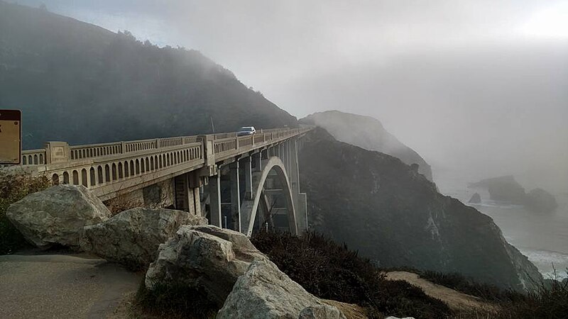 File:Rocky Creek Bridge with mist.jpg