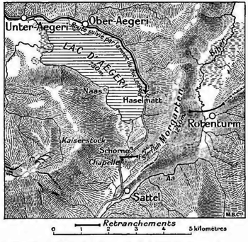 Carte du champ de bataille de Morgarten.