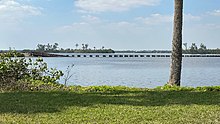 Seminole Gulf Railway's Caloosahatchee River trestle after suffering damage from Hurricane Ian SGLR Damaged trestle.jpg