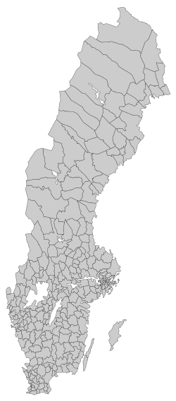 Karta över Sverige med markering av kommungränser