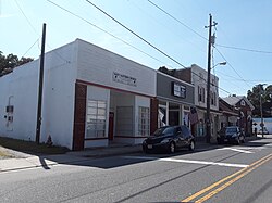 Storefronts in Onley, July 2018