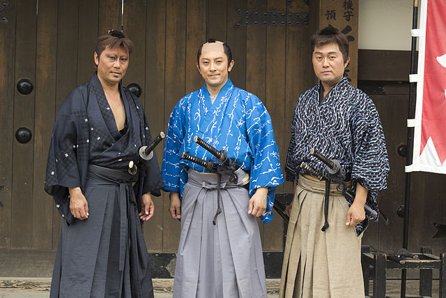 Actors playing samurai and ronin at Kyoto's Eigamura film studio