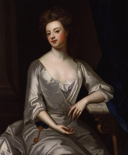 Sarah Churchill, Duchess of Marlborough wearing the symbol of her office and authority: the gold key. Sir Godfrey Kneller, 1702[15]