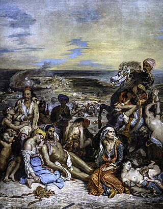 <span class="mw-page-title-main">Chios massacre</span> 1822 plunder, massacre and enslavement of the Greek inhabitants on the island of Chios