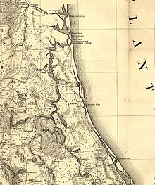 Section of a map showing King's Road in the Territory of Florida, by the United States Army Corps of Engineers, published in 1839. Section of 1839 Army Corps of Engineers Map Showing King's Road.JPG