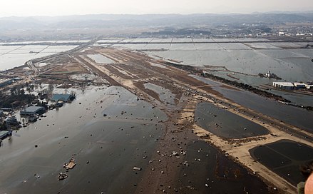 Tsunami flooding around the airport