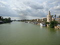 Le canal Alphonse-XIII avec, à droite, la Torre del Oro et le quartier d'El Arenal.