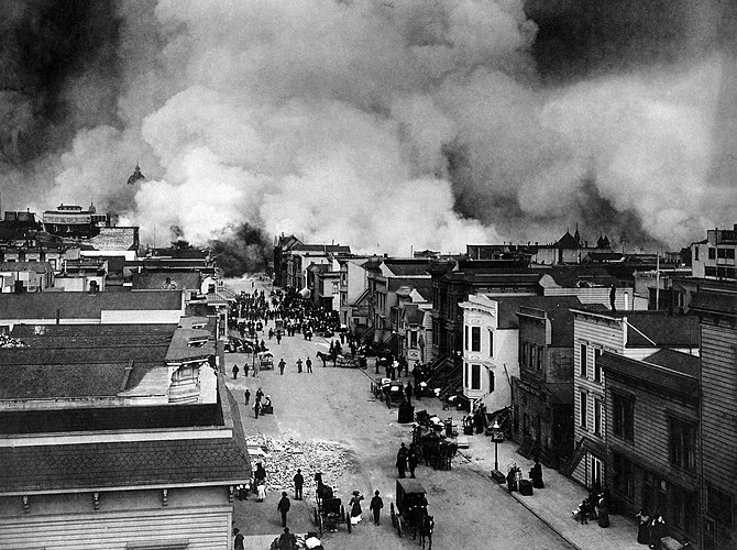 Пожар в Сан-Франциско после землетрясения 1906 года