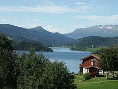 Slidrefjorden lake, Valdres area, Oppland county