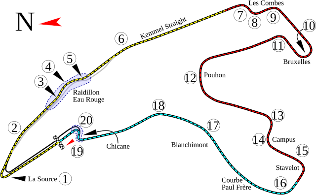 Layout of the Spa-Francorchamps circuit