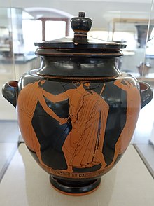 Stamnos with death of the tyrant Hipparchus, Syriskos Painter, Athens, 475-470 BC, L 515 - Martin von Wagner Museum - Würzburg, Germany - DSC05785.jpg