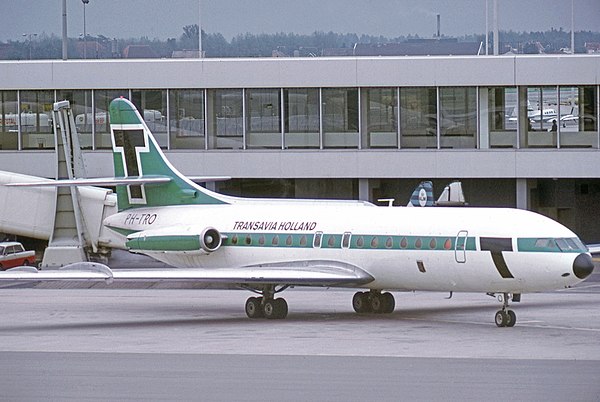 Transavia Sud Caravelle at Amsterdam's Schiphol Airport in June 1972
