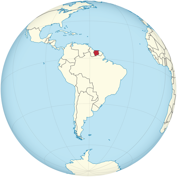 Suriname on the globe (South America centered).svg