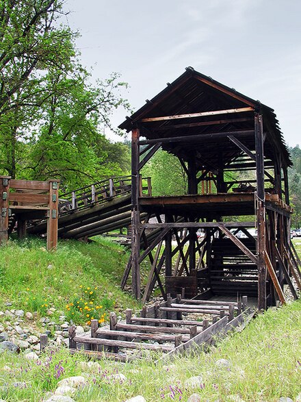 Modern reconstruction Sutter's mill in California, where gold was first found in 1848.