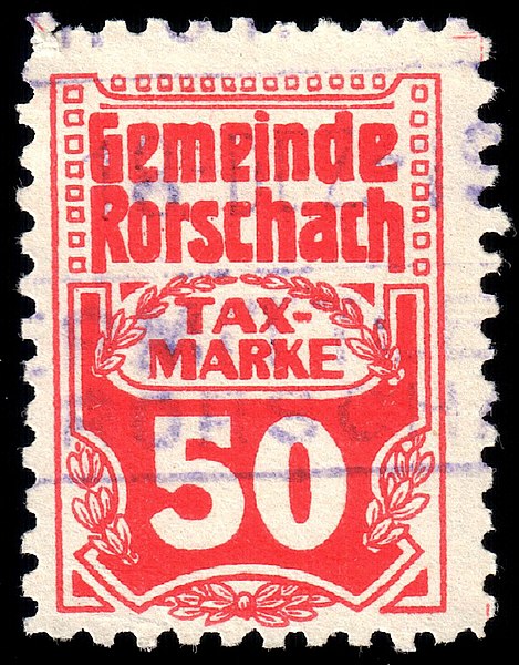 File:Switzerland Rorschach 1909 revenue 50c - 7.jpg