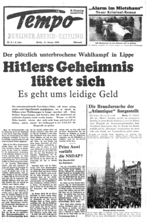 Tempo (Zeitung) - Titelseite vom 11. Januar 1933.png