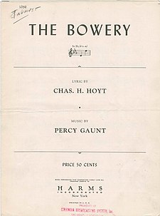 Sheet Music to The Bowery, 1892