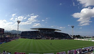 Tottori Bank Bird Stadium building in Tottori Prefecture, Japan