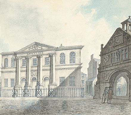 The former Shire Hall (since demolished) and Old Market Hall, 1796