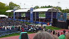 The University of New Hampshire commencement in 2007, at which George H. W. Bush and Bill Clinton spoke UNHGrad.jpg