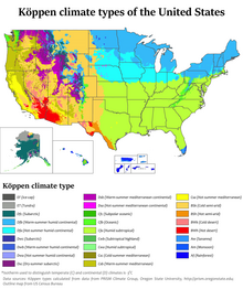 The Koppen climate types of the United States, including the five inhabited U.S. territories) US 50 states Koppen with territories.png