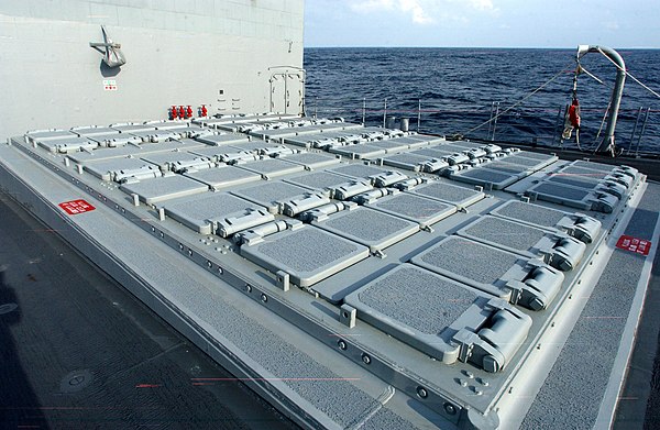 An example of modern VLS cells, these being the Mk. 41, on board USS San Jacinto