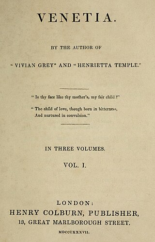 <i>Venetia</i> (Disraeli novel) 1837 novel by Benjamin Disraeli