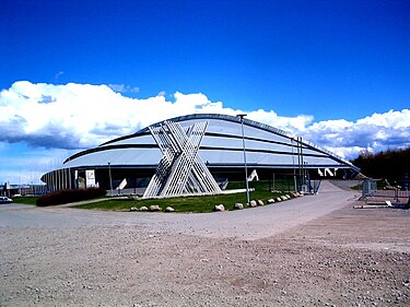 Hamar Olympic Hall hosted the speed skating events for the 1994 Winter Olympics in Lillehammer. Vikingskipet-Hamar.jpg