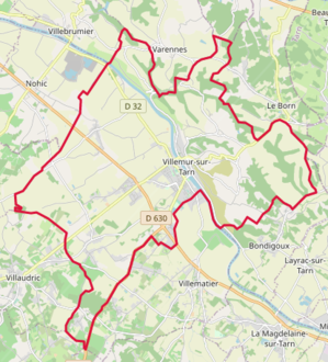 Fargekart som representerer grensene til en kommune.